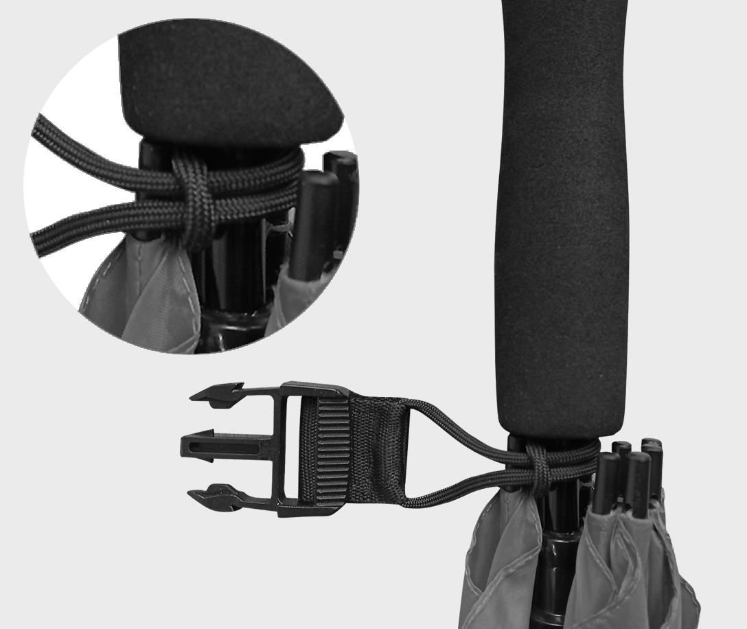 Make the loop with the clip around the neck of the umbrella
